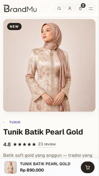 Contoh halaman produk toko online BrandMu pada ponsel.